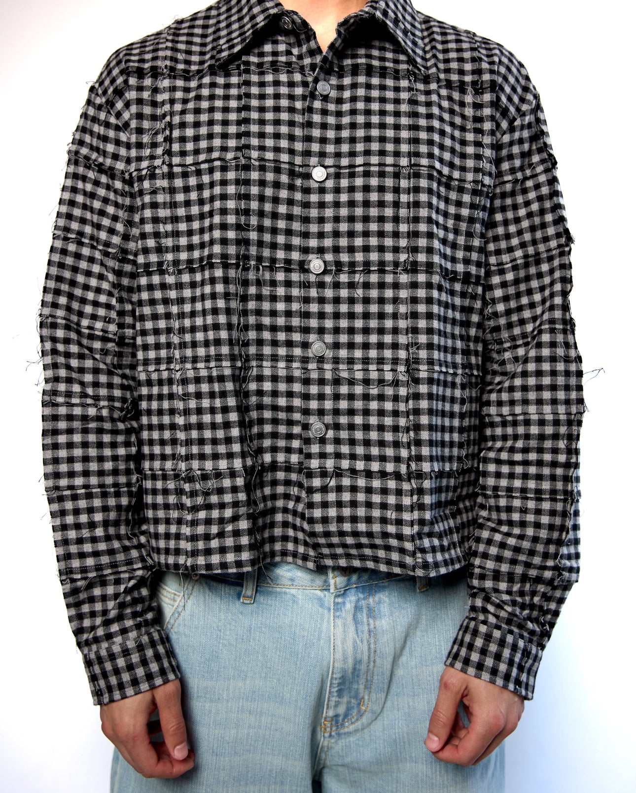 "FRAY" Patchwork Flannel (Black)
