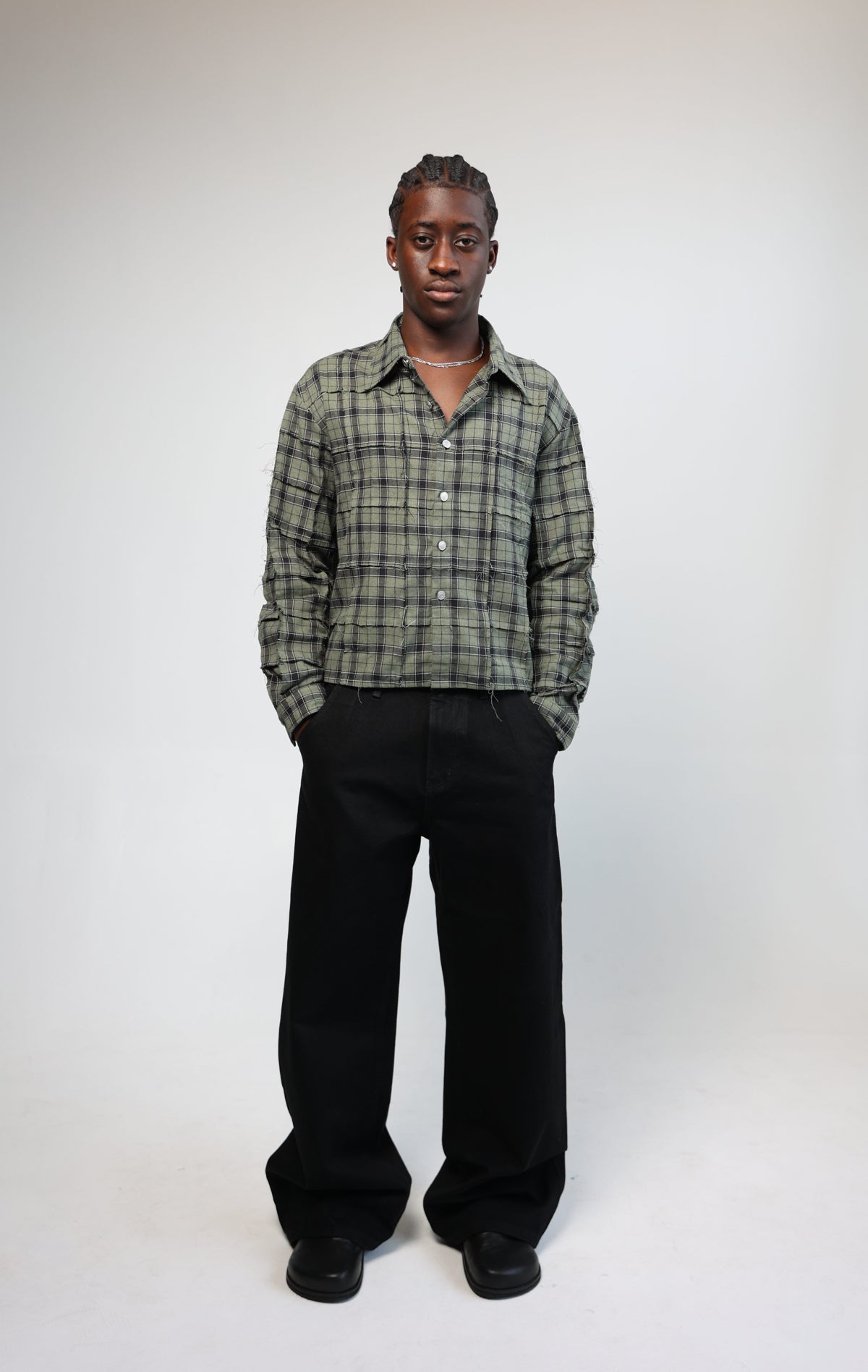 "FRAY" Patchwork Flannel (Green)