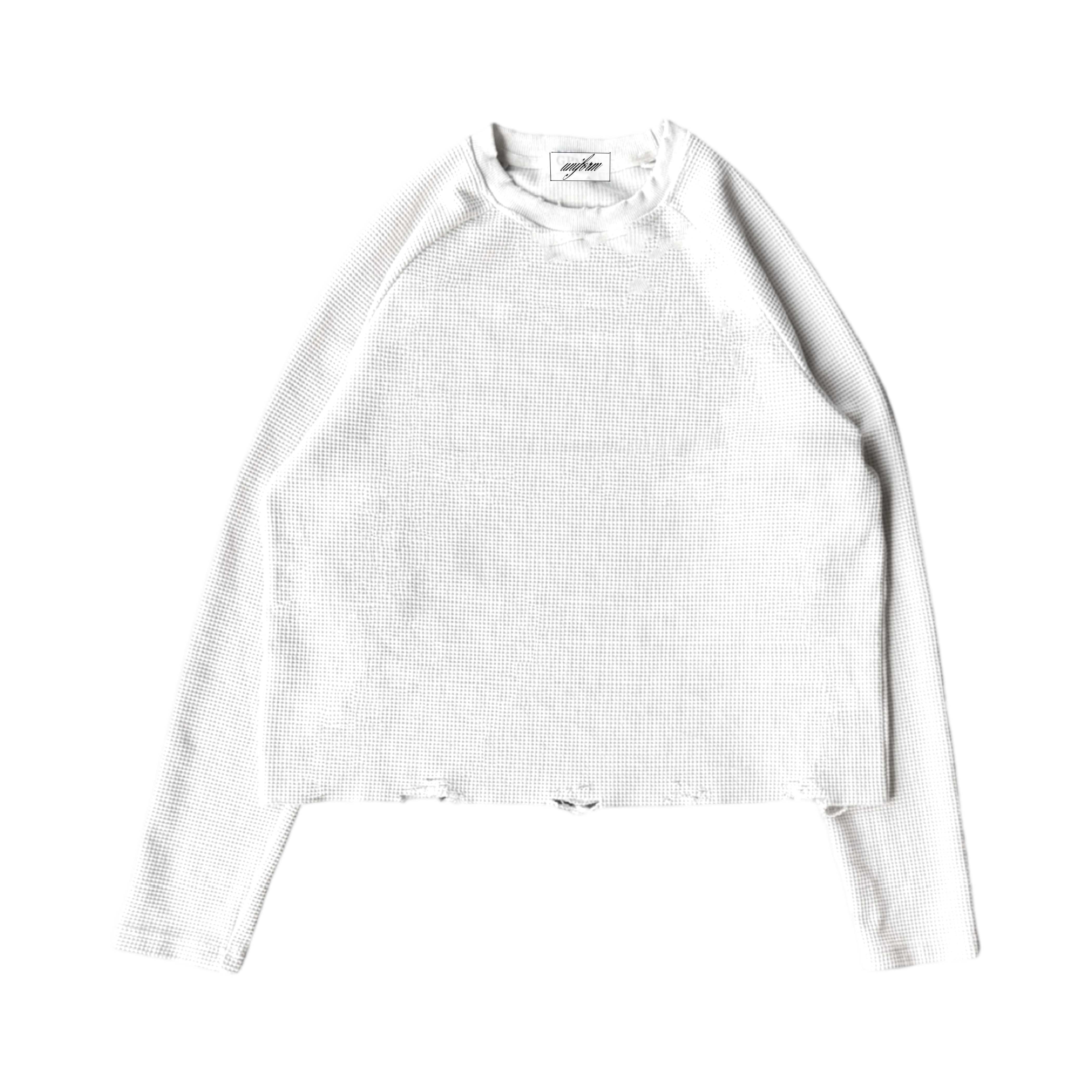 Raglan Waffle Knit Thermal - Bone White