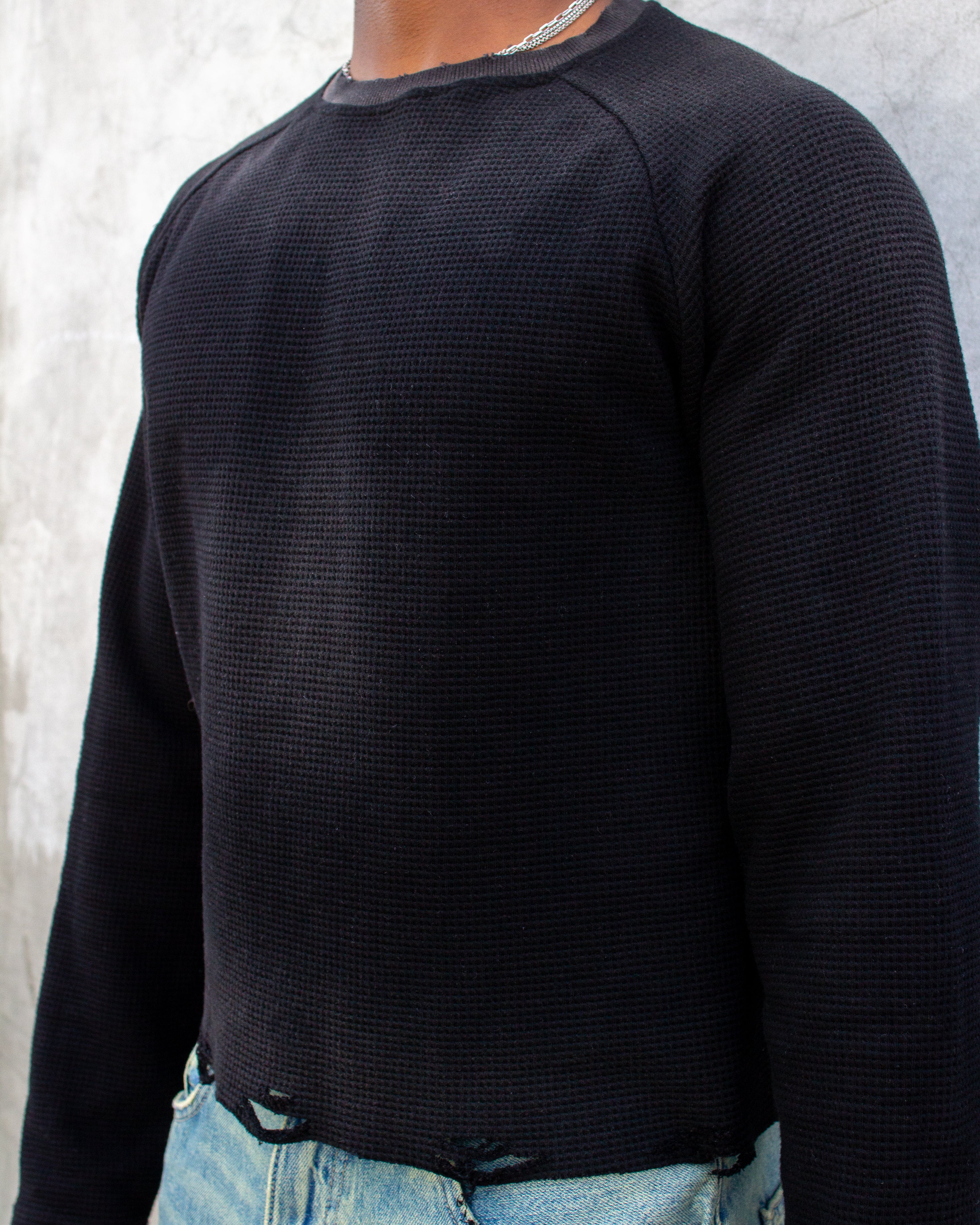 Raglan Waffle Knit Thermal - Onyx (washed)