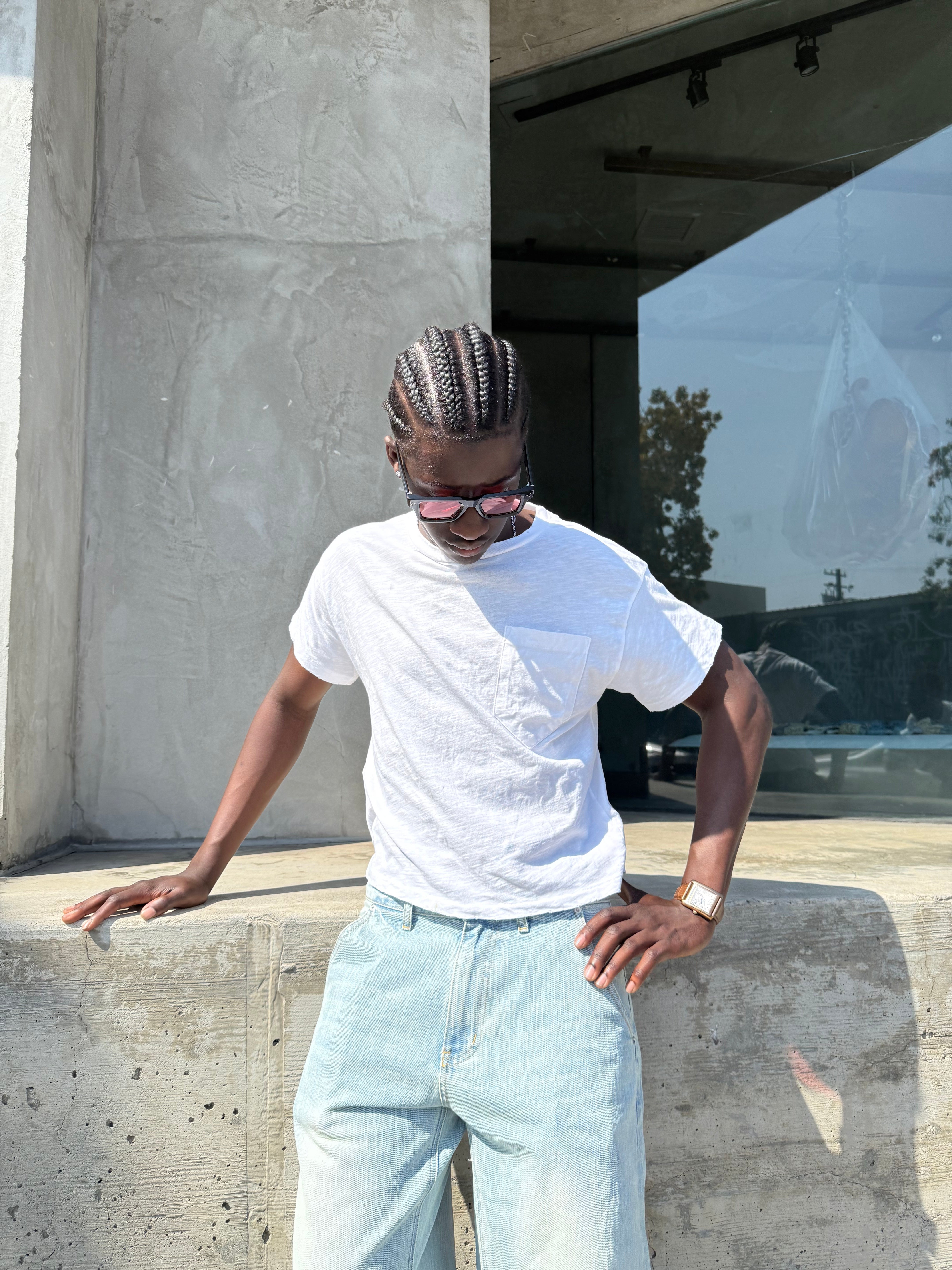 "SLUBBY" White Pocket Tee