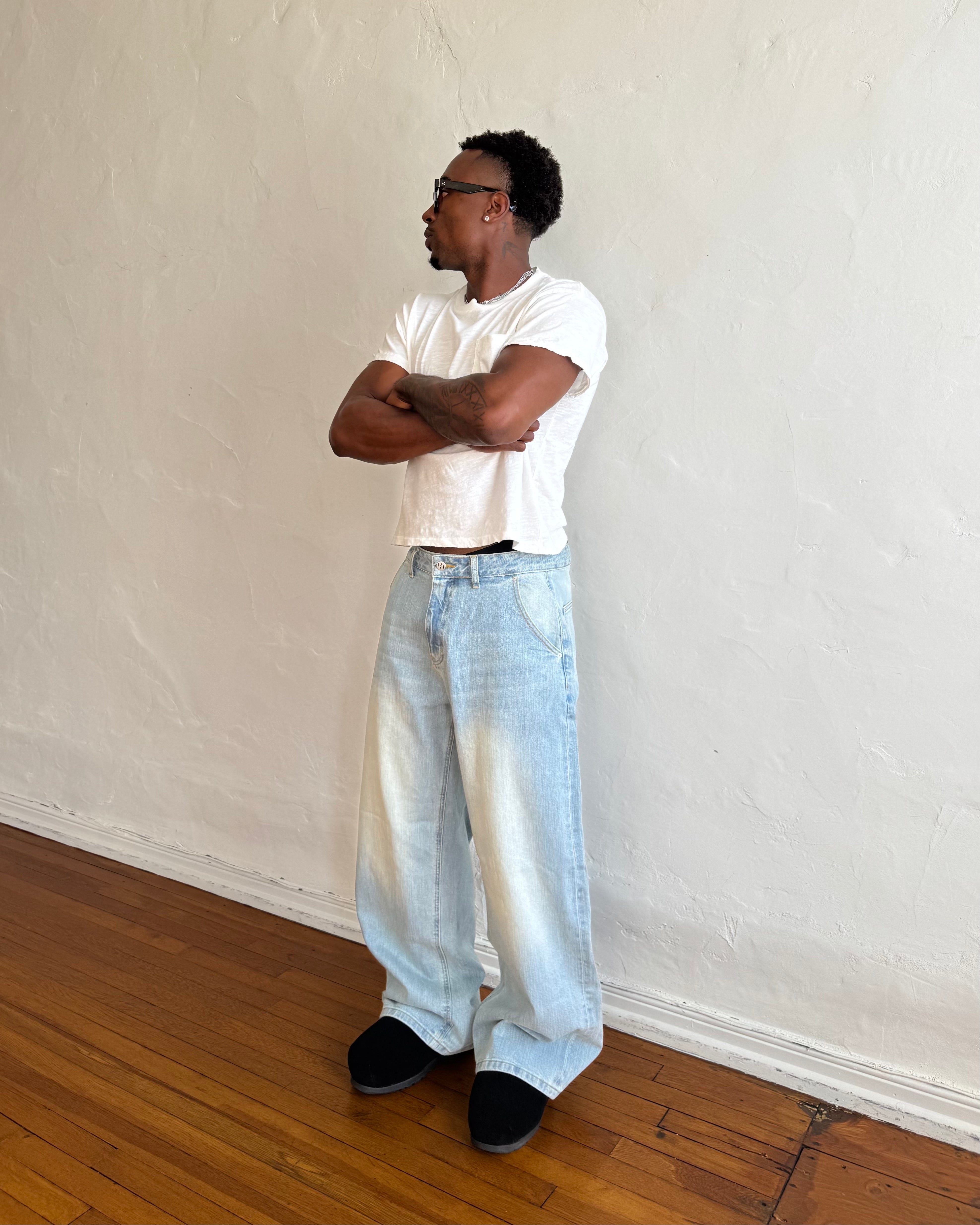 "GARAGE" Washed Blue Denim