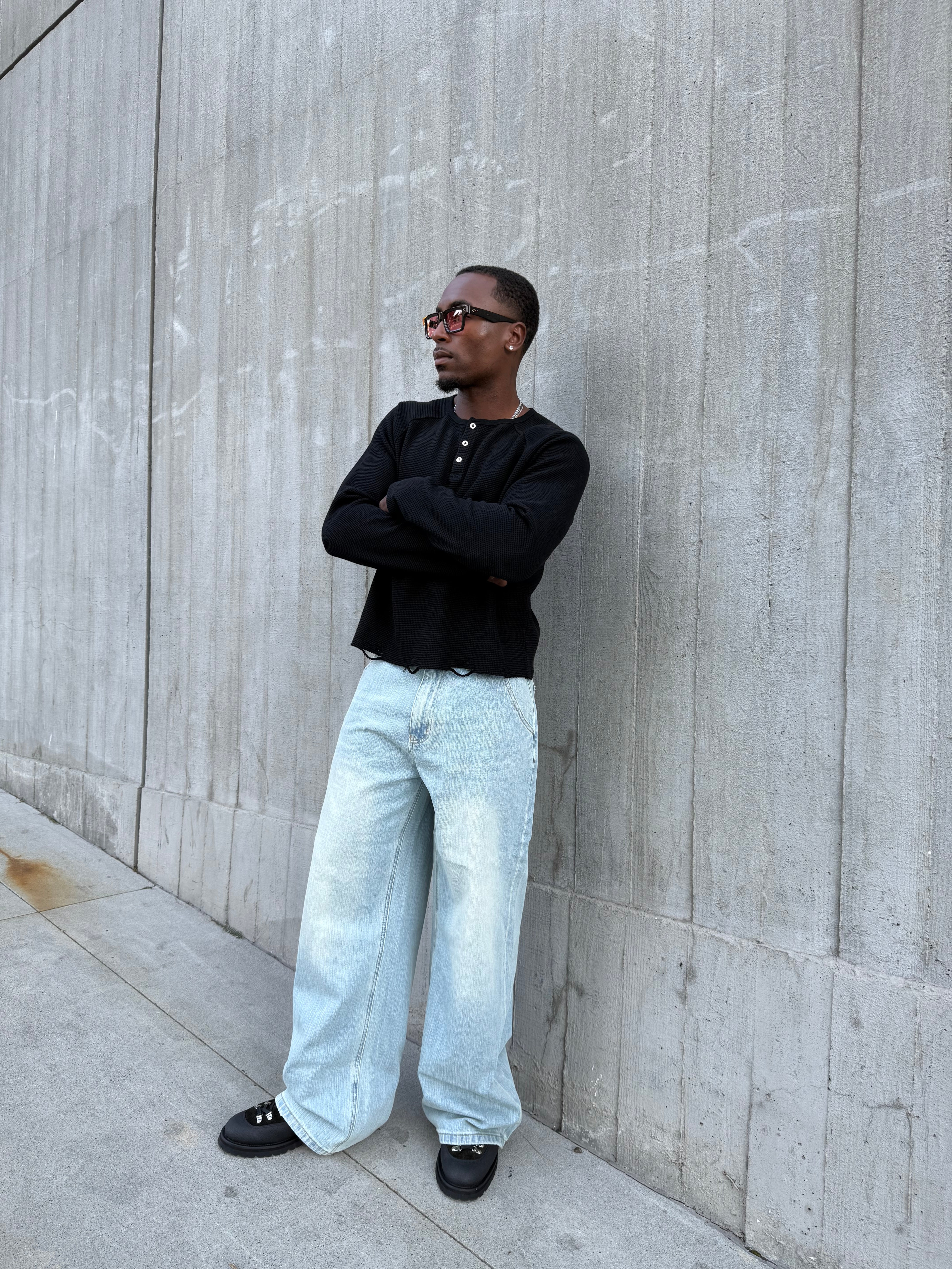 V2 Henley Thermal — Washed Onyx