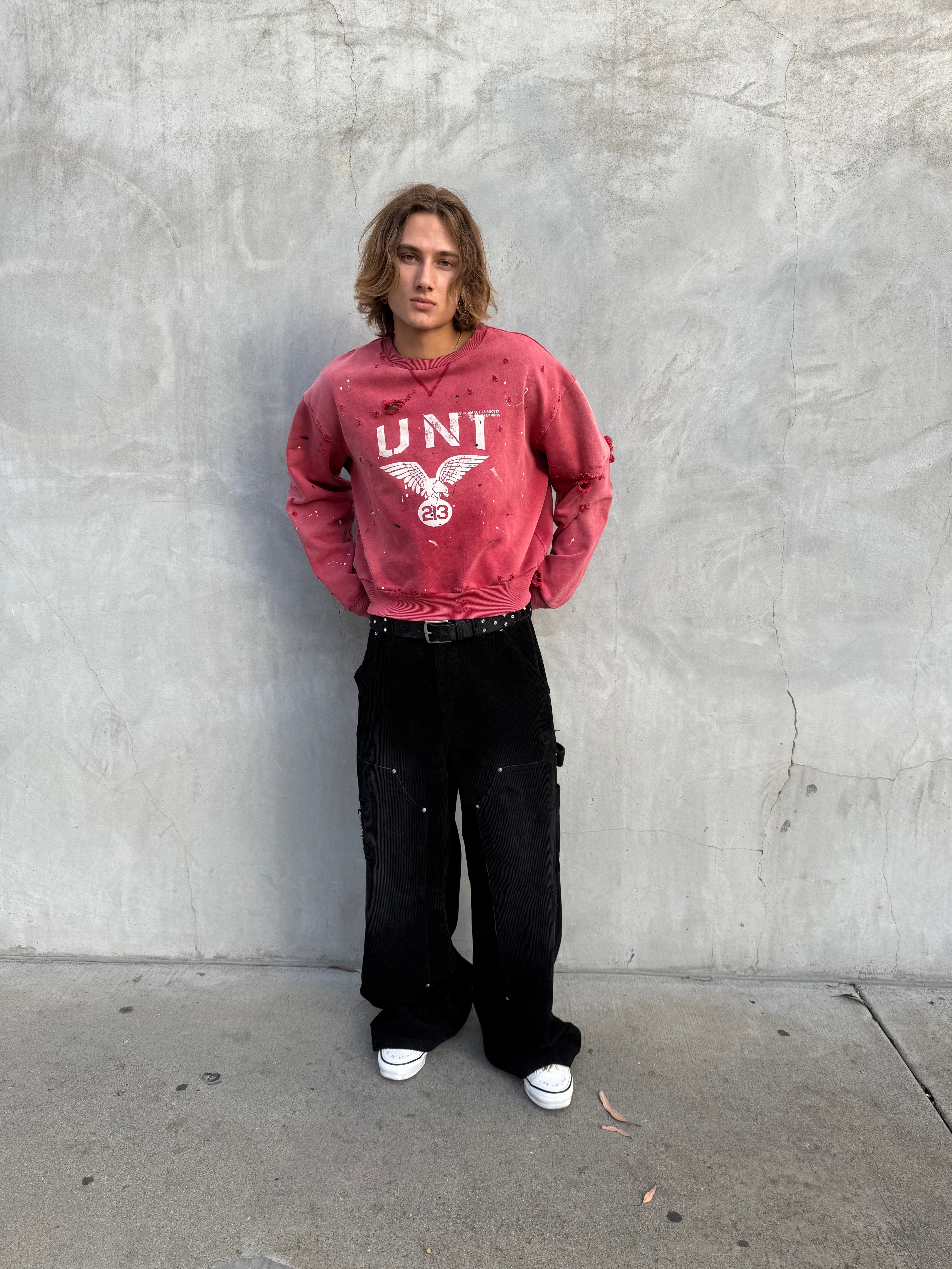 UNIFORMAL x WRAITH Distressed Crewneck