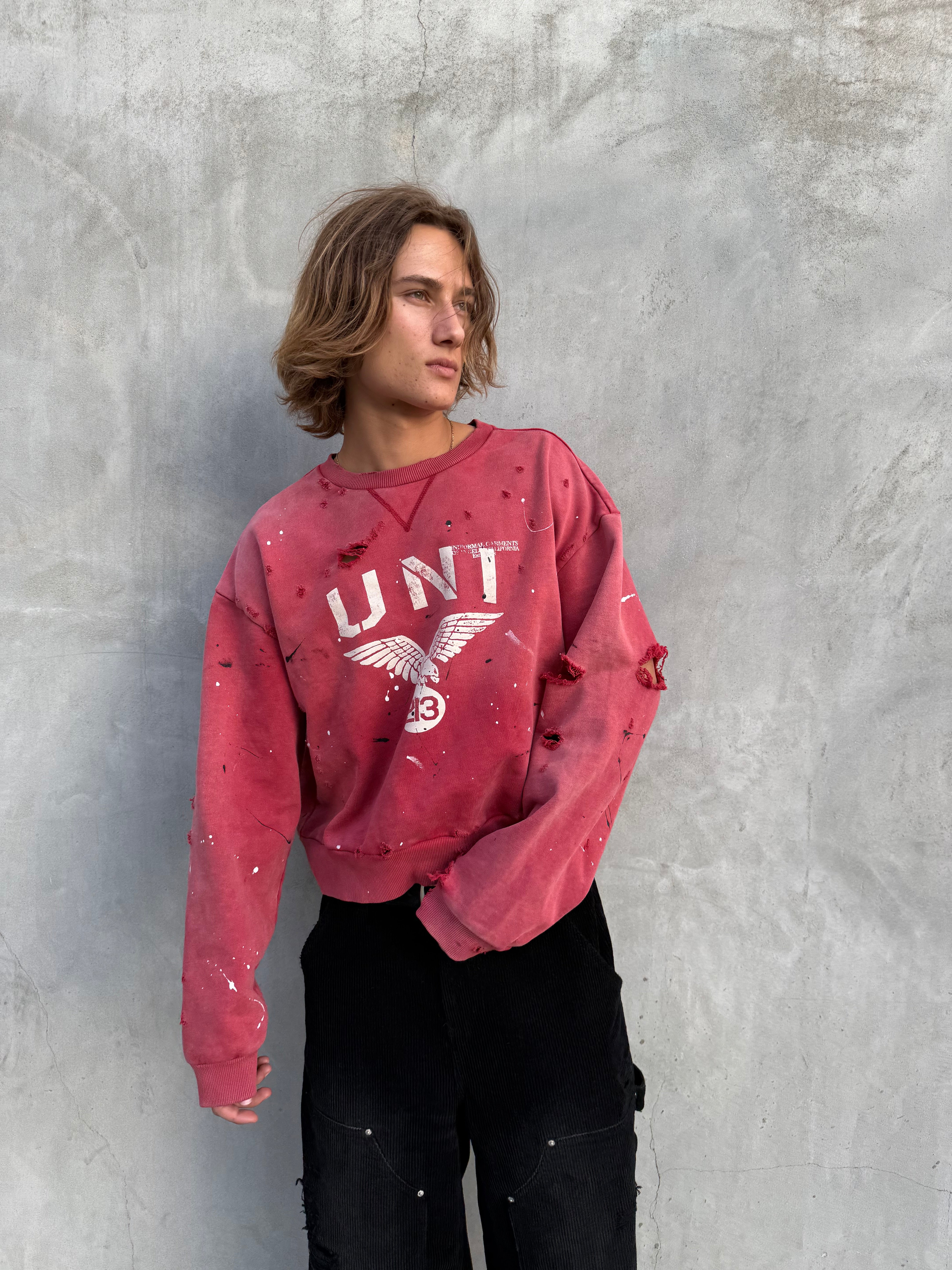 UNIFORMAL x WRAITH Distressed Crewneck