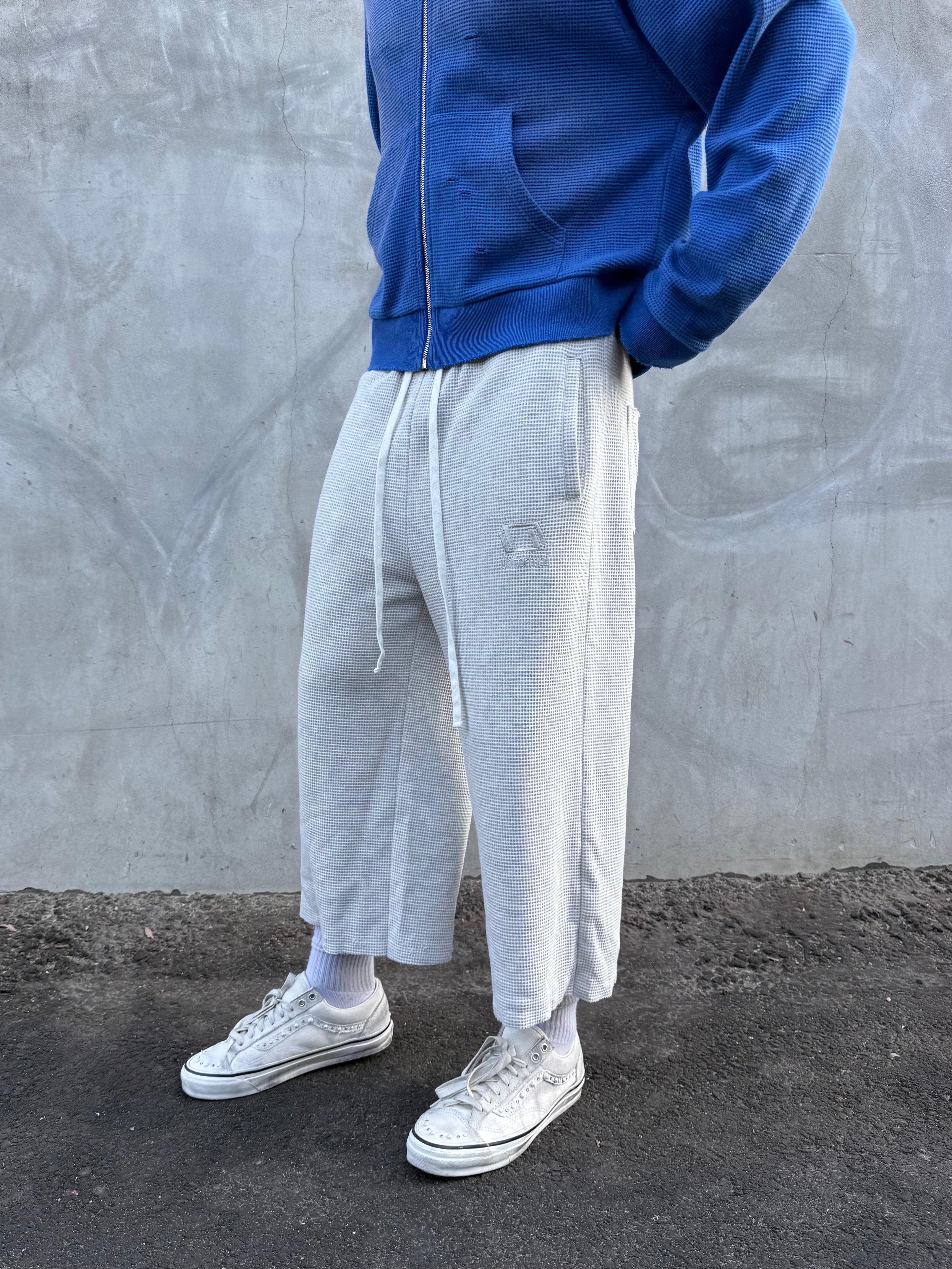 Baggy Waffle Knit Capris - Light Heather