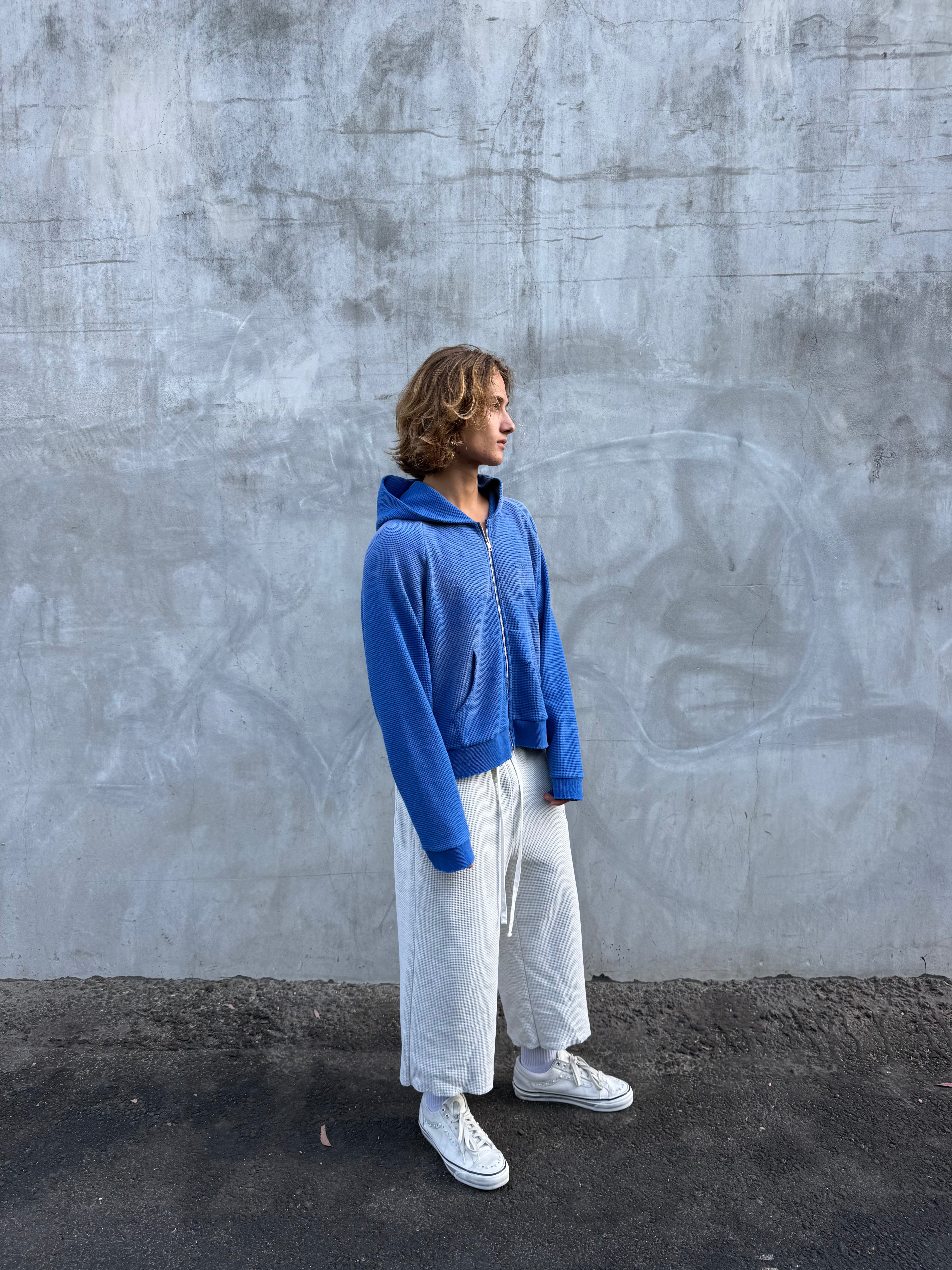 Baggy Waffle Knit Capris - Light Heather