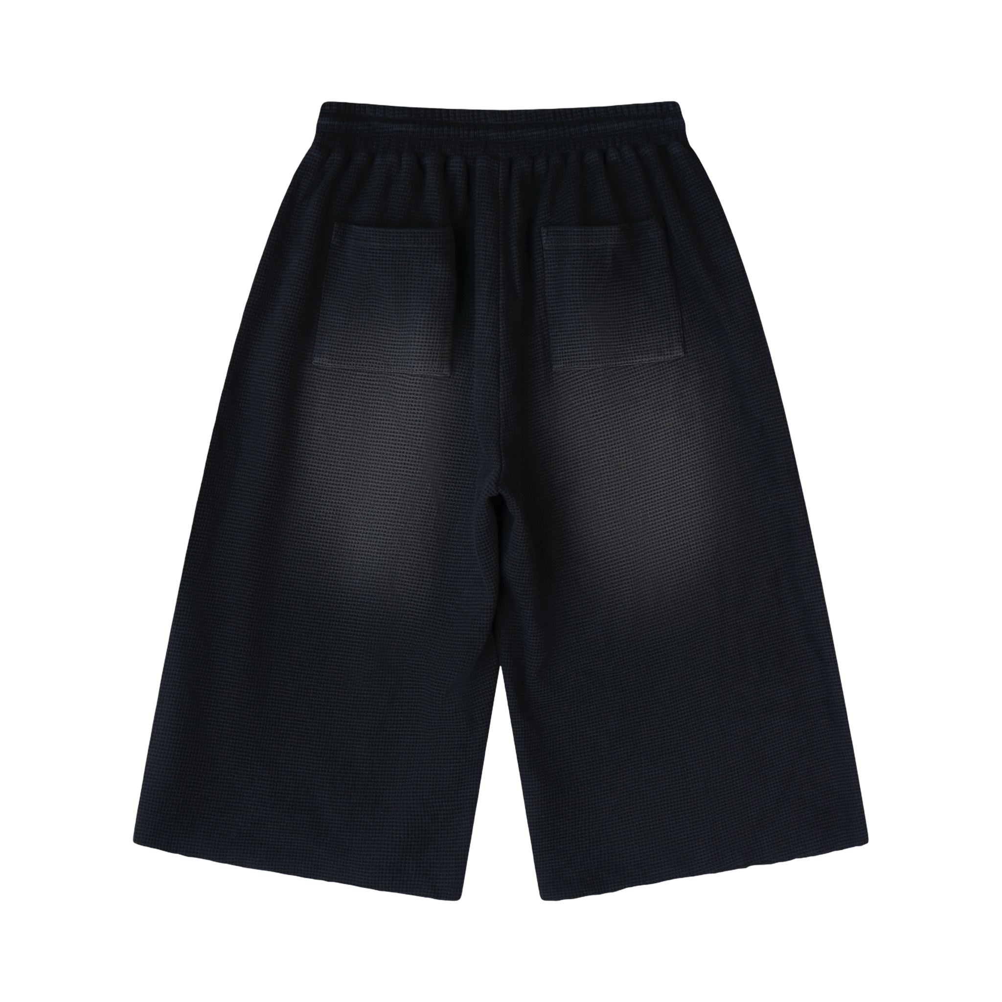 Baggy Waffle Knit Capris - Washed Black