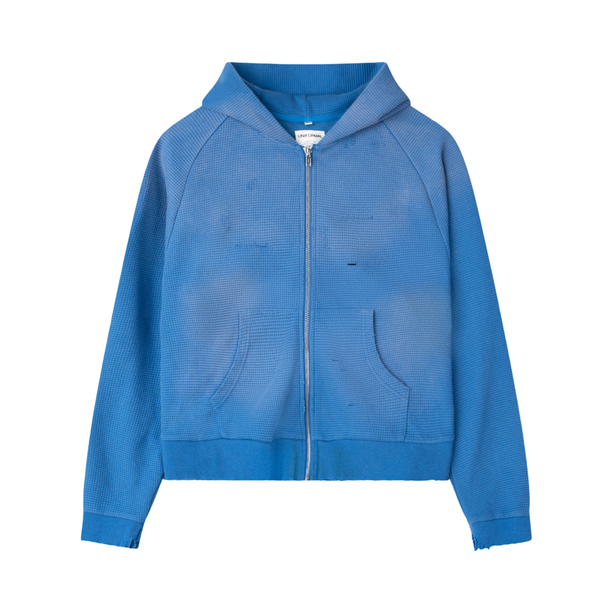 Waffle Knit Hoodie - Ocean Blue